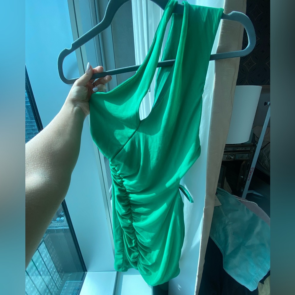 green mini dress XS